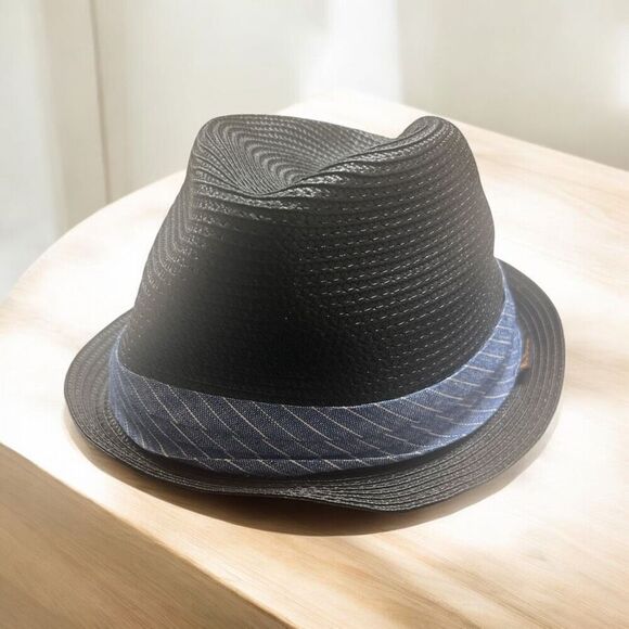 ✨Ben Sherman Black Paper Straw Fedora Sz L/XL Hat✨ - Picture 2 of 6
